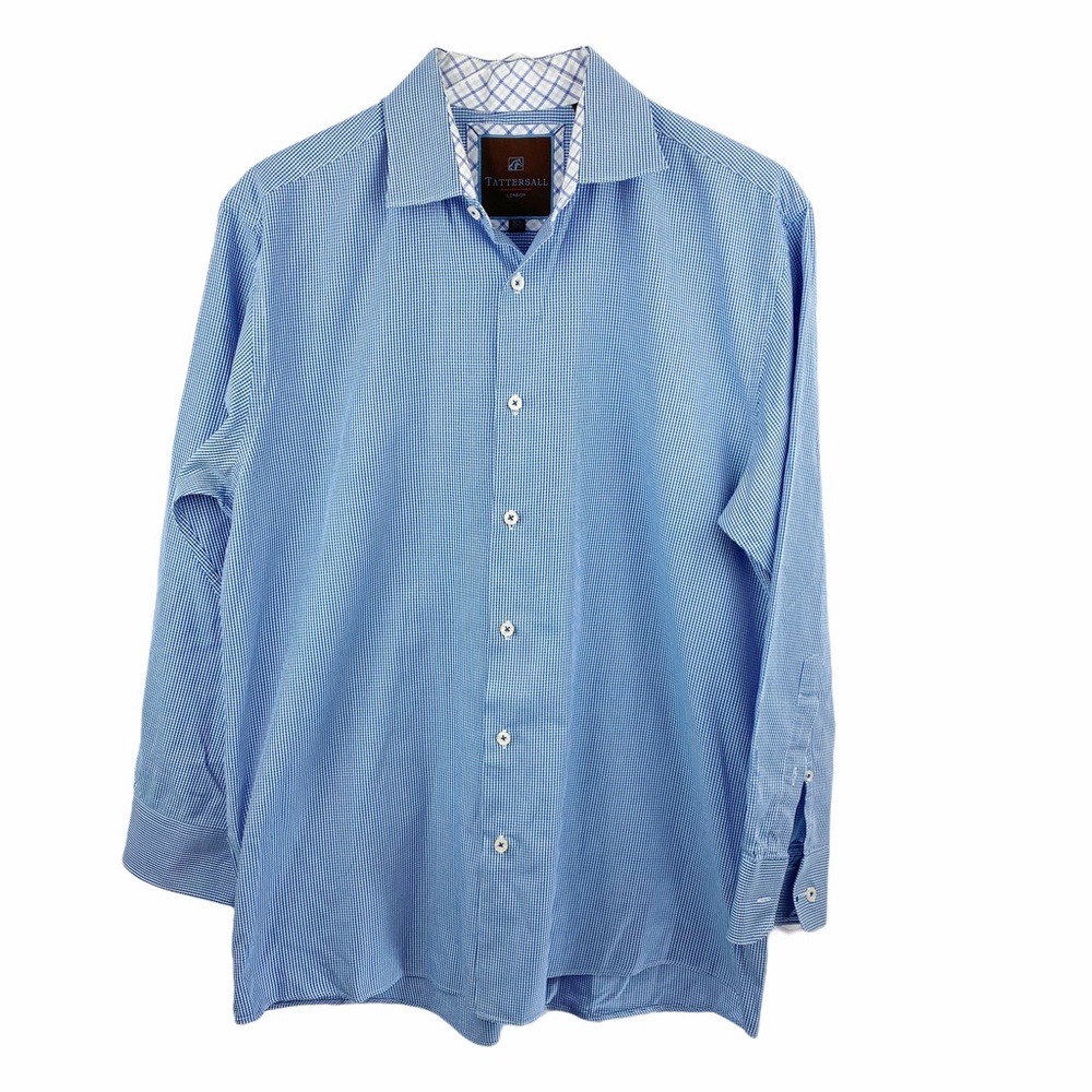 Tattersall London Plaid Checkered Button Down 16.5